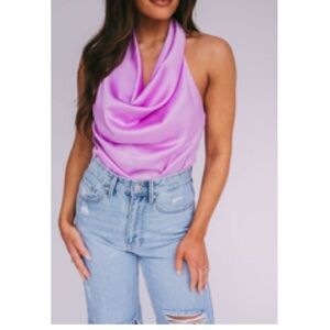 Elegant Pink Halter Blouse